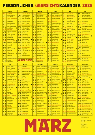 Plakat: Übersichtskalender 2026